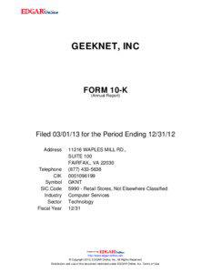 GEEKNET, INC  FORM