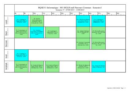 RQSI311 Informatique - M1 SIGLIS null Parcours Commun - Semestre1 Semaine8h 9h