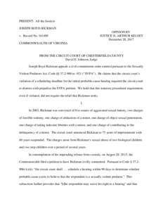 PRESENT: All the Justices JOSEPH BOYD RICKMAN OPINION BY JUSTICE D. ARTHUR KELSEY December 28, 2017