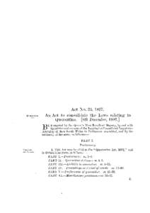 Act No. 25, 1897. An Act to consolidate the Laws relating to Quarantine. [6th December, [removed]B