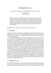 On alignment in K Guido Bertoni1 , Joan Daemen1 , Michaël Peeters2 , and Gilles Van Assche1 1 2  STMicroelectronics