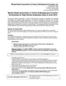 Mental Health Association in Fulton & Montgomery Counties, IncMeadow Street Johnstown, NYTelephone: (Fax: (www.mentalhealthassociation.org