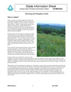 Glade Information Sheet Conservation Practice Information Sheet (IS-MO643G)  Restoring and Managing a Glade