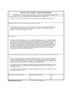DD Form 2005, Privacy Act Statement - Health Care Records, February 1976