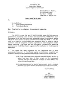 No.004/VGL/62 Government of India Central Vigilance Commission ***** Satarkta Bhawan, Block-A, GPO Complex, I.N.A.,