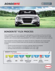 Click Here to Request More Information about Henkel Automotive Bonderite® flex process Henkel’s BONDERITE® Flex Process enables vehicle lightweighting by processing up to 85 percent aluminum.