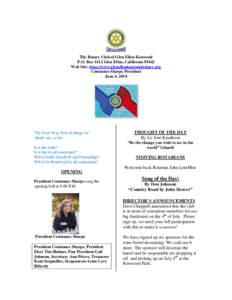 The Rotary Club of Glen Ellen-Kenwood P.O. Box 1412 Glen Ellen, California[removed]Web Site: http://www.glenellenkenwoodrotary.org Constance Sharpe President June 4, 2014
