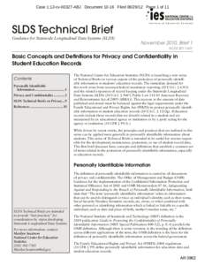 SLDS Technical Brief: Basic Concepts and Definitions for Privacy and Confidentiality in Student Education Records