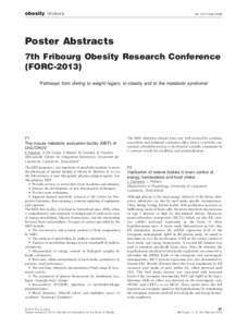 obesity reviews  doi: [removed]obr[removed]Poster Abstracts 7th Fribourg Obesity Research Conference