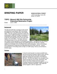 BRIEFING PAPER  BOISE NATIONAL FOREST 1249 Vinnell Way, Suite 200 Boise, ID 83709