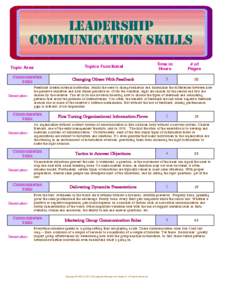 LEADERSHIP COMMUNICATION SKILLS