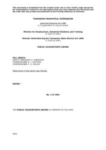 This document is translated from the original order and is not in itself a legal document. No responsibility is taken for any discrepancy that may arise between this document and the order that was printed and published 