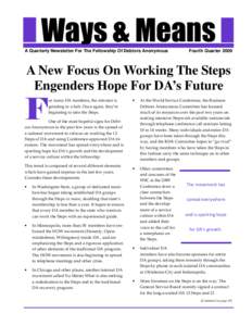 Ways & Means A Quarterly Newsletter For The Fellowship Of Debtors Anonymous Fourth QuarterA New Focus On Working The Steps