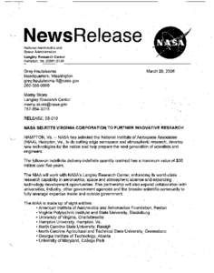 Langley Research Center / NASA personnel / Langley / Hampton /  Virginia / Spaceflight / Aviation / Virginia / Woodrow Whitlow /  Jr. / Aerospace / National Institute of Aerospace / Hampton Roads