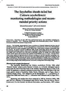 Phelsuma[removed])  ©Nature Protection Trust of Seychelles ROCAMORA, G., F. JOUBERT[removed]The Seychelles sheath-tailed bat Coleura seychellensis: monitoring methodologies... Phelsuma 12: 48—53