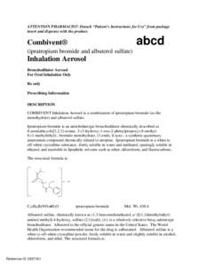 ATTENTION PHARMACIST: Detach “Patient’s Instructions for Use” from package insert and dispense with the product. abcd