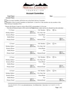 Account Committee Fund Name: Account Name: Date: