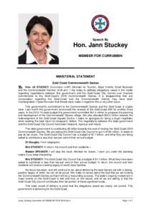 Hansard, 8 AugustSpeech By Hon. Jann Stuckey MEMBER FOR CURRUMBIN