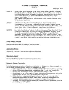ECONOMIC DEVELOPMENT COMMISSION MINUTES February 6, 2013 PRESENT:  Denise Davis, Danny DeMarinis, D’Ette Devine, Mayor James Eberhardt (Perryville),