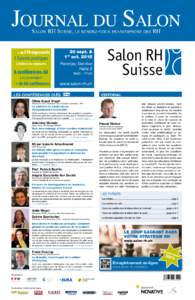 Journal du Salon Salon RH Suisse, le rendez-vous francophone des RH + de170 exposants  3 Forums pratiques