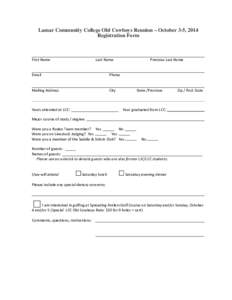 Lamar Community College Old Cowboys Reunion – October 3-5, 2014 Registration Form First Name  Last Name