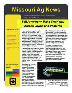 Missouri Ag News A Publication of University of Missouri Extension - Southeast Region V o l u m e 2 ,