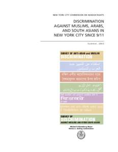 NEW YORK CITY COMMISSION ON HUMAN RIGHTS  DISCRIMINATION AGAINST MUSLIMS, ARABS, AND SOUTH ASIANS IN NEW YORK CITY SINCE 9/11