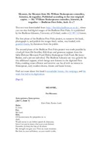 Measure, for Measure from Mr. William Shakespeares comedies, histories, & tragedies. Published according to the true originall copies. — Mr. VVilliam Shakespeares comedies, histories, & tragedies — Bodleian First Fol