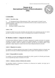 1  Statuts de la International Société of Electrochemistry (ISE) Statuts de la International Société of Electrochemistry