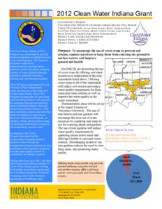 2012 Clean Water Indiana Grant LEAD DISTRICT: DUBSOIS COLLABORATING DISTRICTS: CRAWFORD, GIBSON, ORANGE, PIKE, SPENCER TARGET WATERSHEDS: ALTAR CREEK-PATOKA RIVER, CROOKED CREEK, EAST FORK WHITE, FLAT CREEK, HUNLEY CREEK