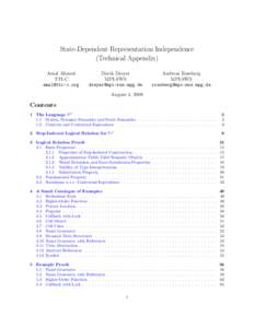 State-Dependent Representation Independence (Technical Appendix) Amal Ahmed TTI-C 
