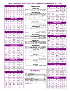 Mount Pulaski Unit School District #23 - Academic School Calendar[removed]July 2013 M T