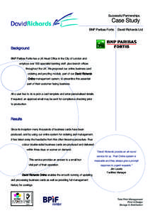 Successful Partnerships  Case Study BNP Paribas Fortis  David Richards Ltd