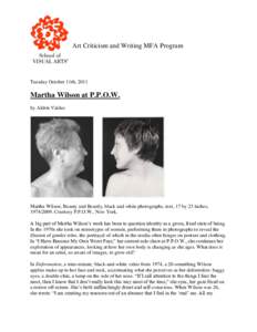 Art Criticism and Writing MFA Program  Tuesday October 11th, 2011 Martha Wilson at P.P.O.W. by Aldrin Valdez
