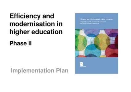 Efficiency and modernisation in higher education Phase II  Implementation Plan