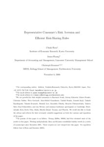 Representative Consumer’s Risk Aversion and Efficient Risk-Sharing Rules Chiaki Hara1 Institute of Economic Research, Kyoto University James Huang2 Department of Accounting and Management, Lancaster University Manageme