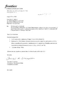 Ji-ontier* COMMUhIICATIONS SOLUTIONS 180 S. Clinton Ave., 5th Floor, Rochester, NY[removed]www.FrontierOnline.com  Sara Kyle, Chairman