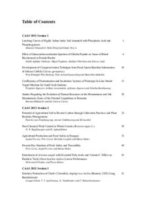 Table of Contents CAAS 2011 Session 1 Leaching Curves of Highly Saline-Sodic Soil Amended with Phosphoric Acid and Phosphogypsum  1