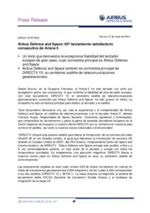 Press Release  SPACE SYSTEMS Kourou, 27 de mayo de 2015