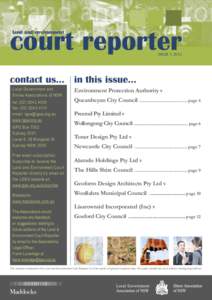 court reporter land and environment ISSUE 1, 2013  contact us... in this issue...