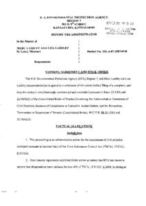 consent agreement, marc laidley and lisa laidley, TSCA[removed], st. louis, missouri, february 20, 2007