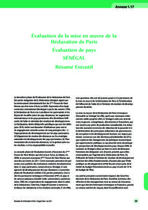 Annexe 1.17  Évaluation de la mise en œuvre de la Déclaration de Paris Évaluation de pays SÉNÉGAL