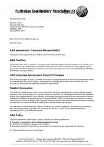 ABN[removed]28 September 2005 Mr John Kluver Executive Director Corporate and Markets Advisory Committee