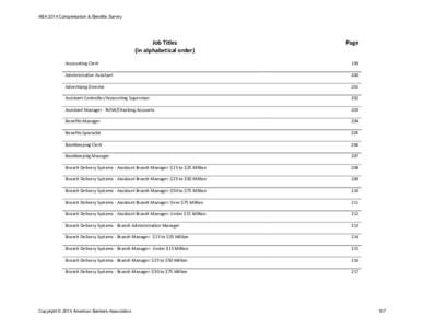 ABA 2014 Compensation & Benefits Survey  Job Titles (in alphabetical order)  Page