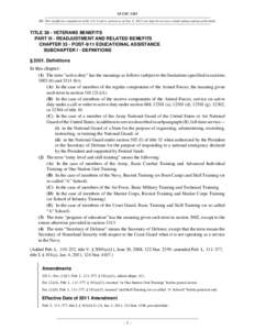 38 USC 3301 NB: This unofficial compilation of the U.S. Code is current as of Jan. 4, 2012 (see http://www.law.cornell.edu/uscode/uscprint.html). TITLE 38 - VETERANS BENEFITS PART III - READJUSTMENT AND RELATED BENEFITS 