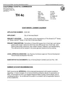 STATE OF CALIFORNIA - NATURAL RESOURCES AGENCY  ARNOLD SCHWARZENEGGER, Governor CALIFORNIA COASTAL COMMISSION South Coast Area Office