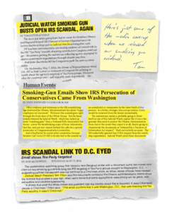 JUDICIAL WATCH SMOKING GUN N BUSTS OPEN IRS SCANDAL, AGAI BY TIM FITTON[removed]  .