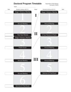 Doctoral Program Timetable  Department of Plant Biology University of Illinois  Name: