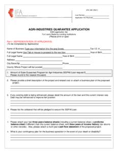 (IFA USE ONLY) Loan Number Application Fee Received AGRI-INDUSTRIES GUARANTEE APPLICATION $300 application fee