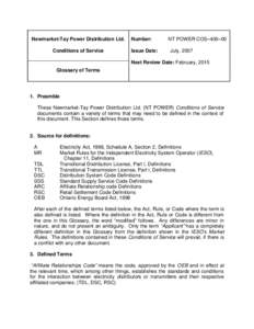 Newmarket-Tay Power Distribution Ltd. Conditions of Service Number: Issue Date:
